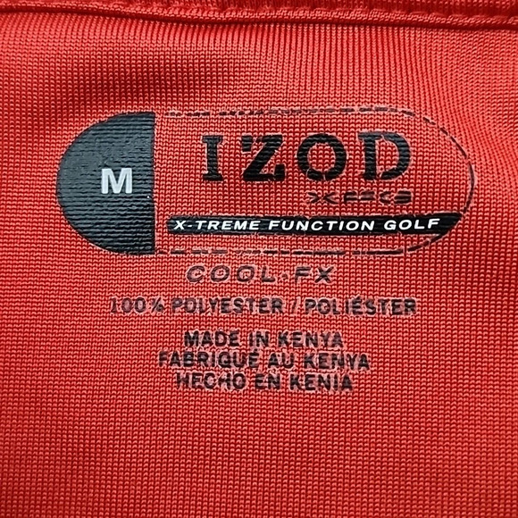 ⭐️3/ $30⭐️ Izod XFG Men's Golf Shirt Cool FX Red Grey & Black Pin Stripes Sz M - Picture 7 of 10